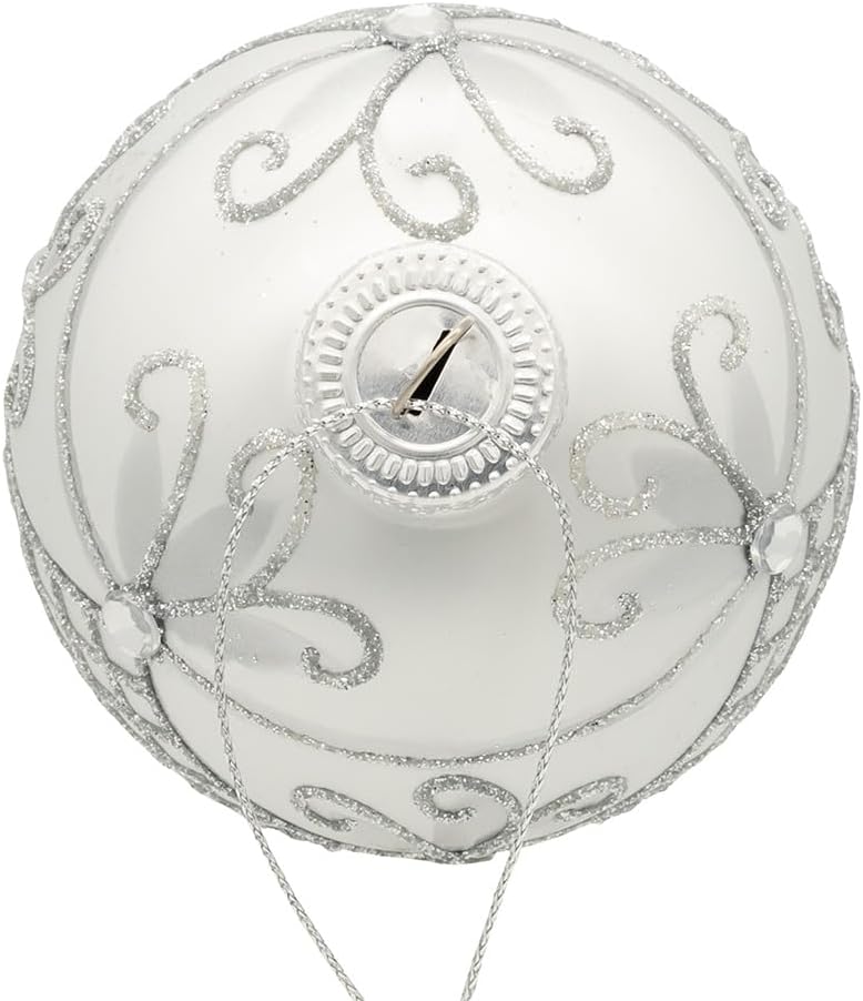 Kurt Adler 80MM Glass Silver Decorative Balls 6 Pack