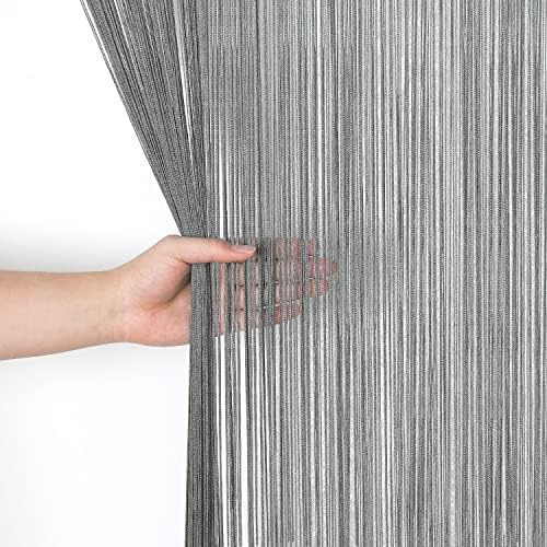 Spaghetti String Curtains Door Privacy Panel Grey
