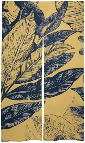 Japanese Noren Door Curtain with Mongolian Leaf Print
