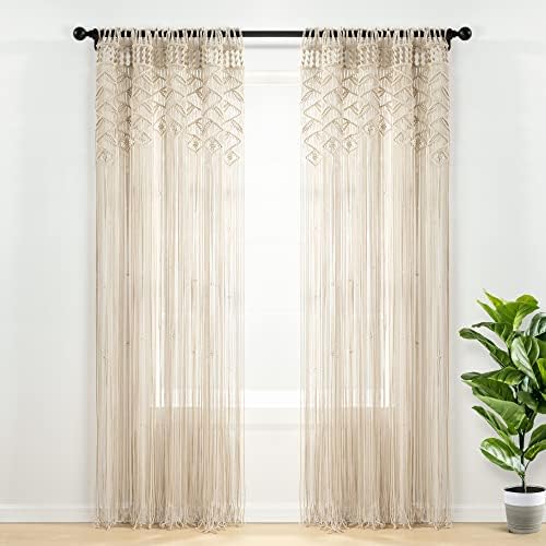 Lush Decor Boho Macrame Leaf Cotton Curtain 84 x 50
