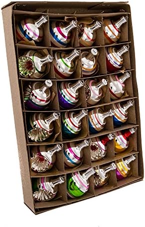 Kurt Adler Early Years Mini Glass Ornament Set of 24 - Ball and Reflector