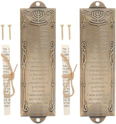 LOGOFUN 2PCS Gold Jewish Mezuzah Scroll Door Decor