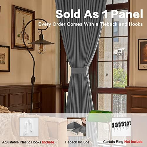 HUTO Grey Pinch Pleat Thermal Curtains 96 Inches Long for Living Room