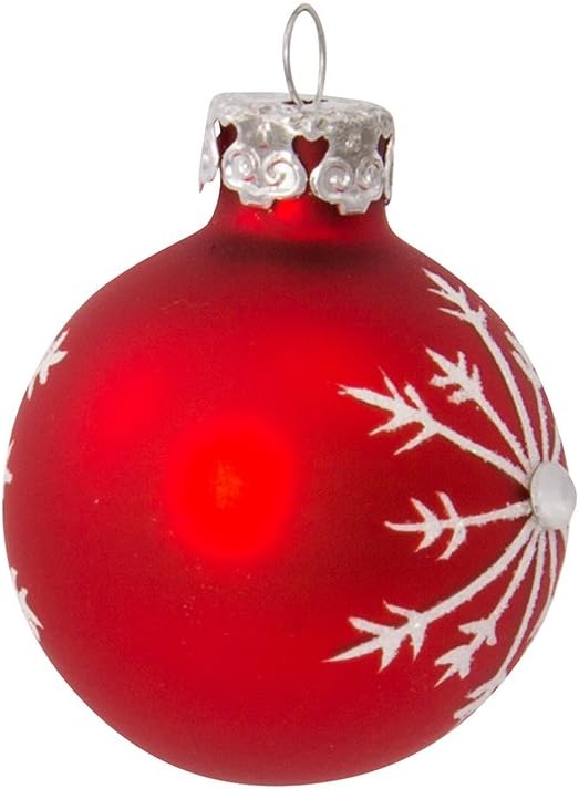 Kurt S Adler 157-Inch Red White Glass Ball Ornament Set of 15