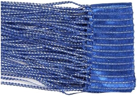 Deep Blue Shimmer Tassel String Curtain for Room Divider