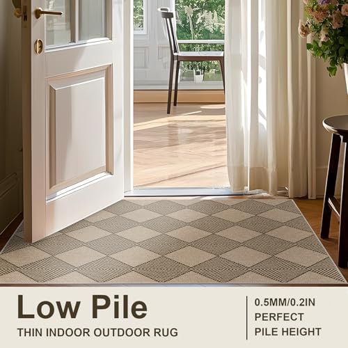 SHACOS Easy Jute 2x5 ft Runner Rug - Brown Plaid