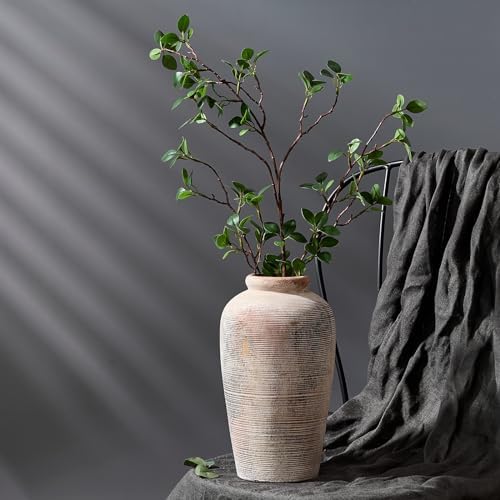 Large Ceramic Rustic Vase 11 Inch Gray