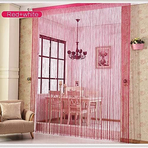 OKUOKA Silver Crystal Beaded Curtain Panels with Tassels