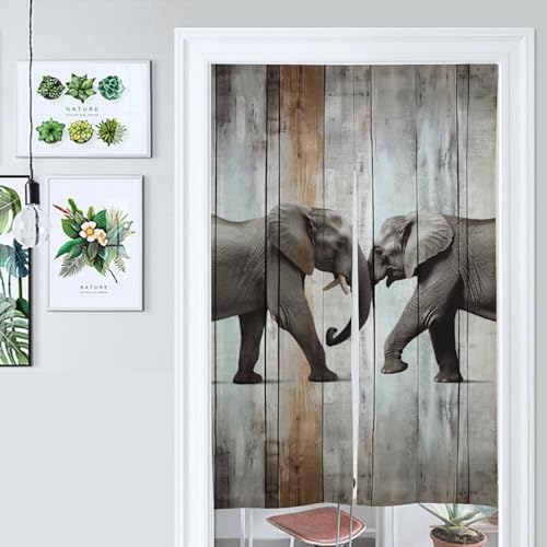 Elephant Door Curtain 57x17 Inches Wood Door Cover Tapestries