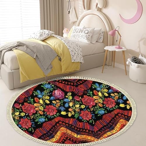 4 Round Tassel Carpet Bohemian Vintage Design