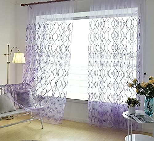 Iuokuby Sheer Voile Purple Curtain Panel 100x95 Inch