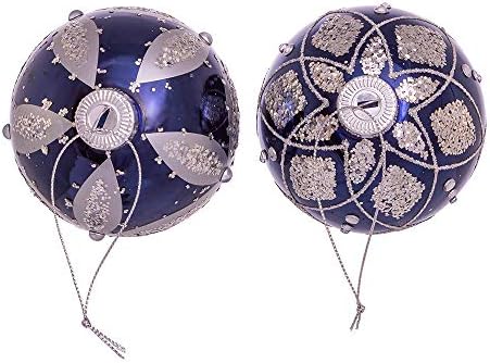 Kurt S Adler 80MM Navy Blue Glass Ball Ornaments 6-Pack