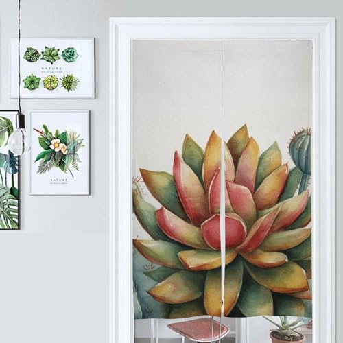 Watercolor Succulent Door Curtain 57x17 Inches