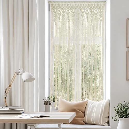 Macrame Bohemian Curtain 40x80 Inch for Windows Door