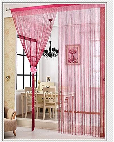 OKUOKA Silver Crystal Beaded Curtain Panels with Tassels