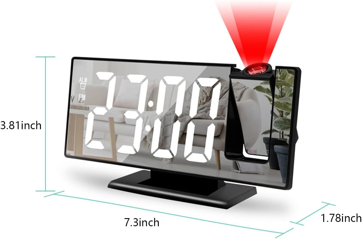 Digital Alarm Clocks for Bedrooms with LED Projection and Mirror Display