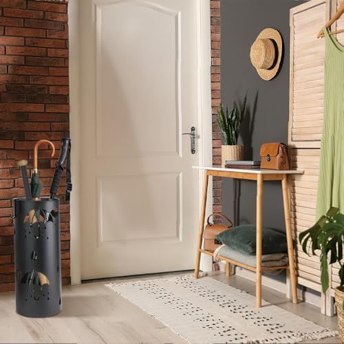 Dibaliyi Metal Umbrella Stand with 2 Hooks for Entryway