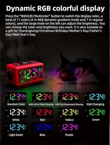 YHFITN RGB Alarm Clock with Perpetual Calendar and FM Radio