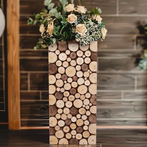 Efavormart Natural Wooden Slices Pedestal Stand 24 Inch