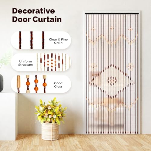 Handmade Bamboo Beaded Curtain - 31 Strands Chocolate Brown
