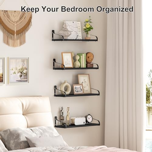 Love-KANKEI Black Floating Shelves Set of 4 for Wall
