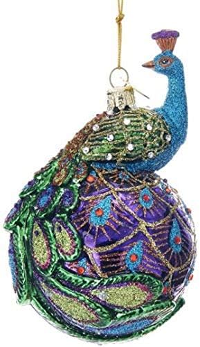 Kurt S Adler Peacock Glass Ornament 5 Inches
