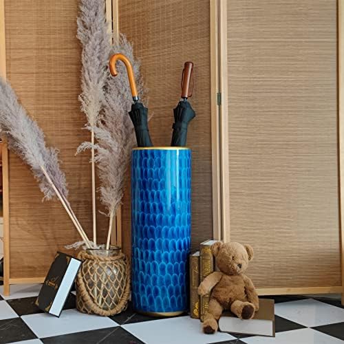 Landchy Peacock Blue Porcelain Umbrella Stand Holder