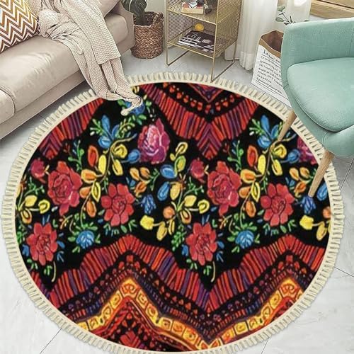 4 Round Tassel Carpet Bohemian Vintage Design
