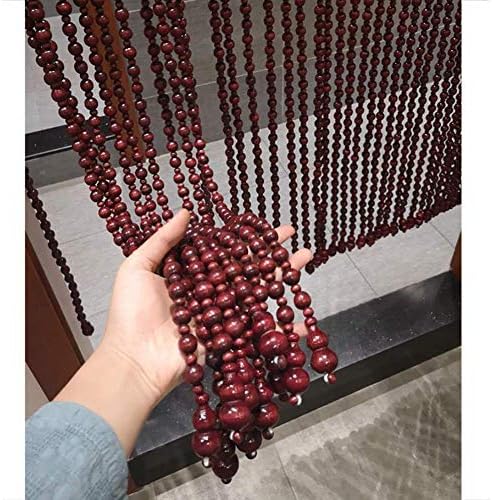 OKUOKA Beaded Door Curtains - 35 Strands 10x215m Wood Bead Room Divider