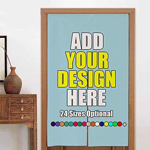 iPrint Custom Japanese Doorway Curtain with Light Blue Design