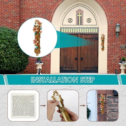 Hand-Painted Elegance Mezuzah 945 Inches Metal Design for Home and Parties