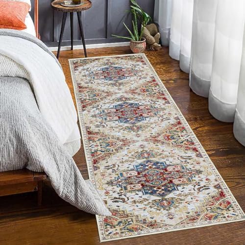 Boho Tribal Runner Rug Soft Low Pile Hallway Carpet