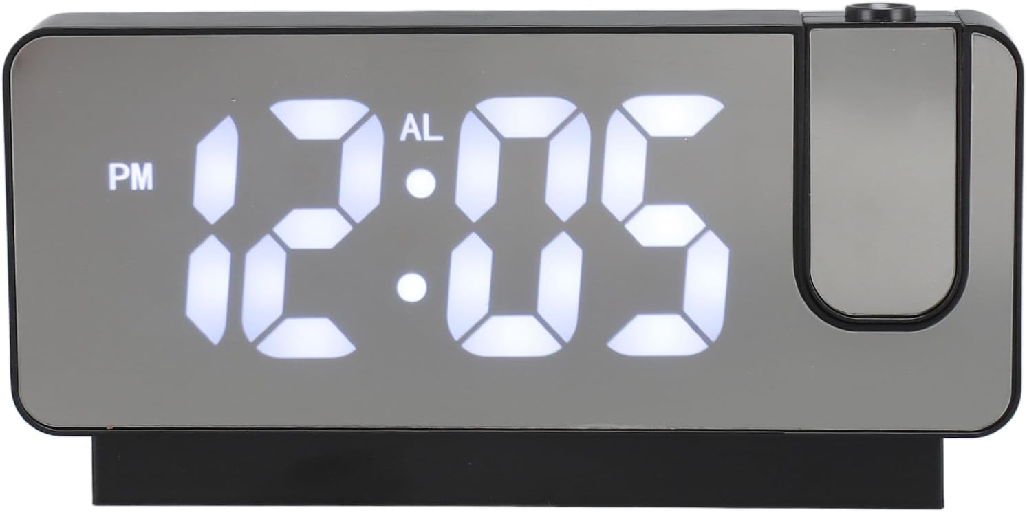 USB Rechargeable Projection Alarm Clock with LED Mirror and Snooze Function