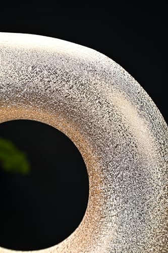 Set of 2 Gold Donut Hollow Ceramic Vases Handmade Modern Minimalist