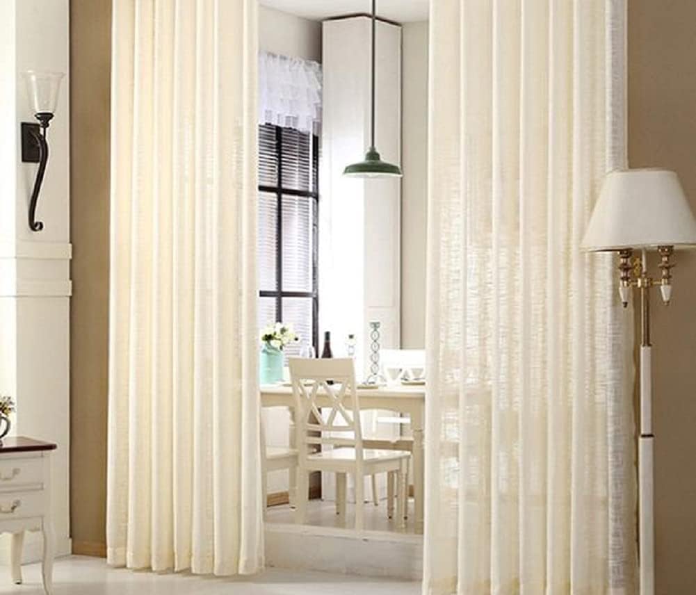 Simple Linen Sheer Voile Rod Pocket Tulle Curtain Panel Yellow