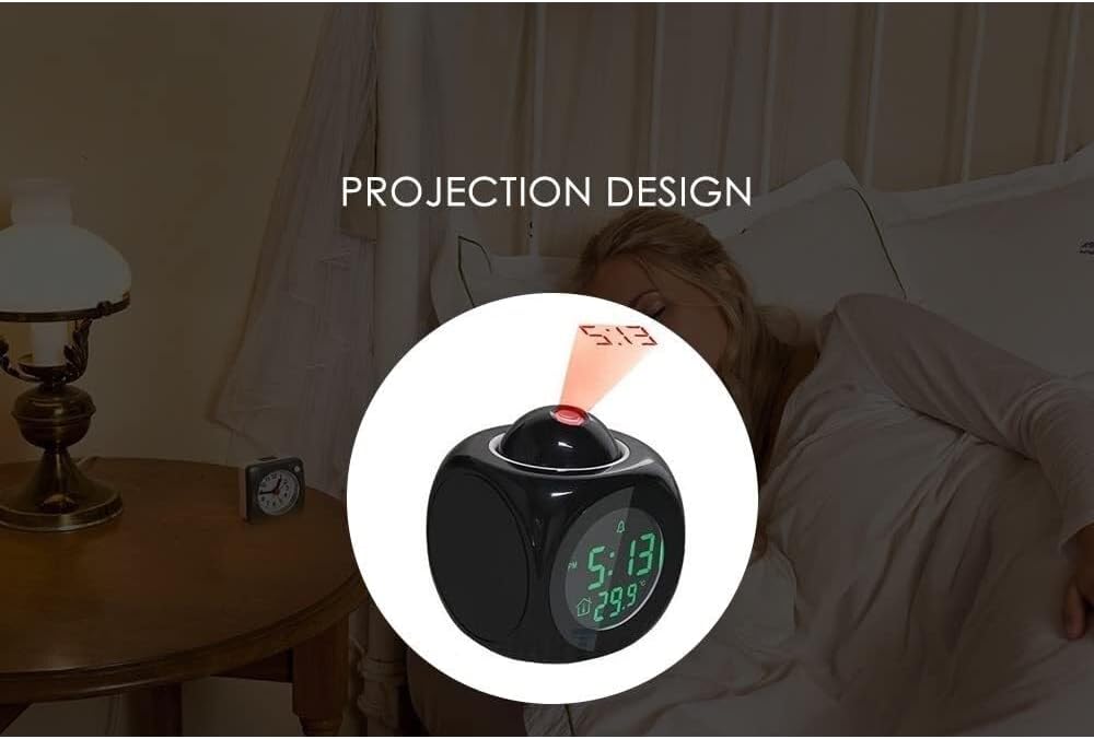 LCD Talking Projection Alarm Clock with Time and Temperature Display