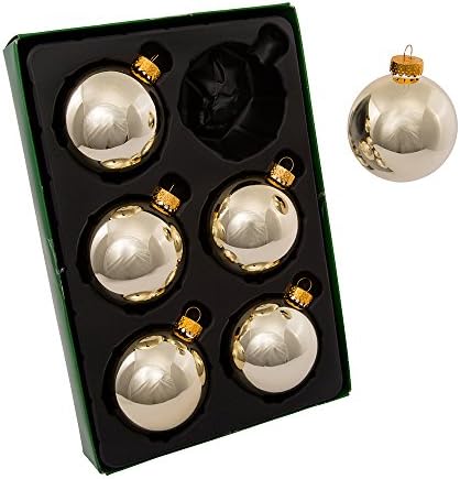 Kurt Adler 65mm Shiny Gold Glass Ball Ornaments 6-Pack