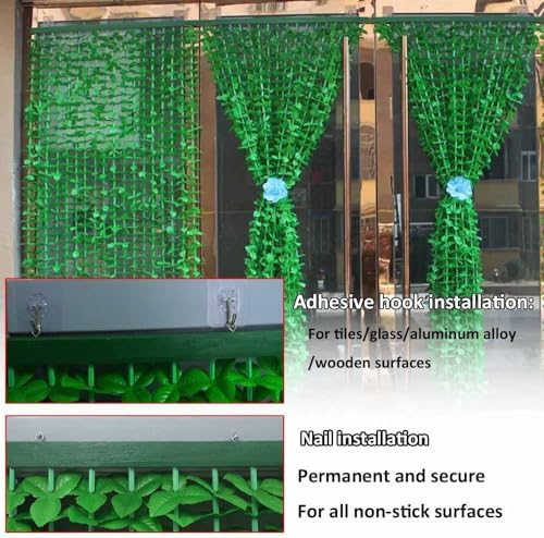Green Leaves Fringe Bamboo Beaded Curtain for Doors and Windows