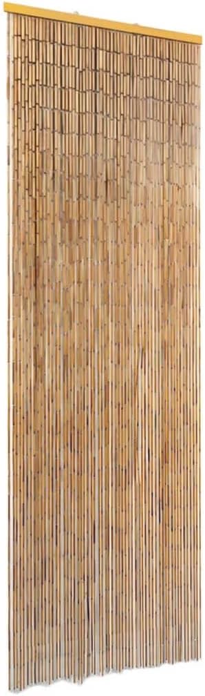 Functional Door Curtain with Wooden Bar Brown