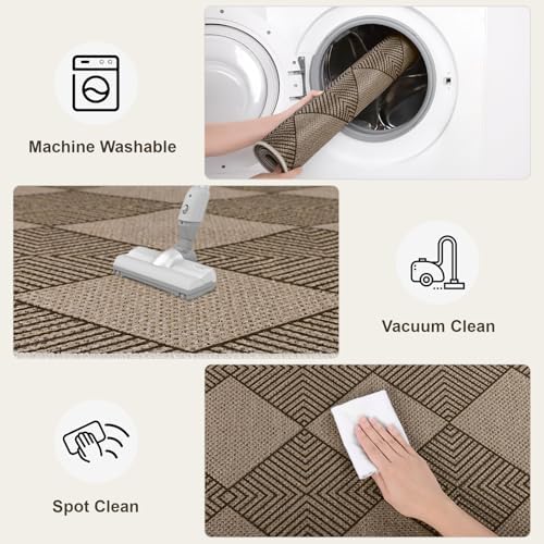 SHACOS Easy Jute 2x5 ft Runner Rug - Brown Plaid