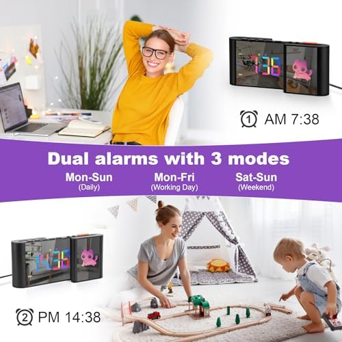 SZELAM Alarm Clock with RGB Light and Mirror