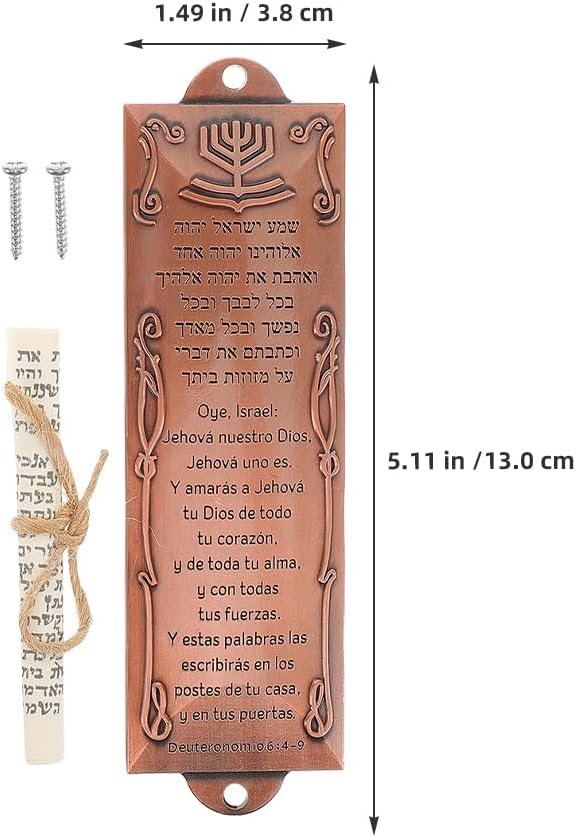LOGOFUN 2PCS Red Bronze Mezuzah Scroll Door Decor