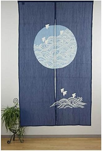 Made in Japan Noren Curtain Tapestry Plovers with Waves 1