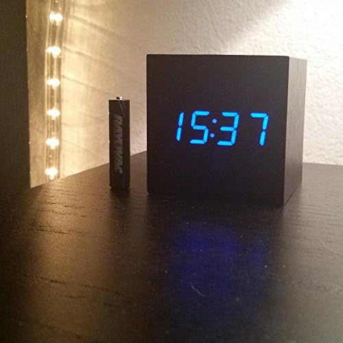 Onerbuy Wooden Digital Cube Alarm Clock with 3 Alarms and LCD Display