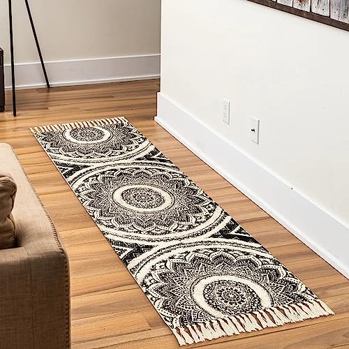 Seavish Boho Runner Rug 2x6 Mandala Pattern Tassels