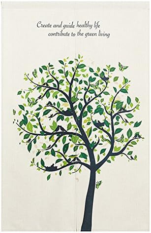Cotton Linen Japanese Noren Door Curtain with Block Print