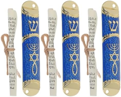 3 Sets Elegant Metal Mezuzah Case with Scroll