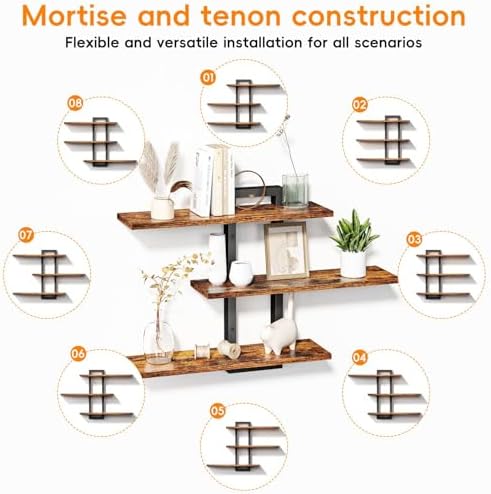 Homode 3 Tier Floating Wall Shelves for Bathroom Bedroom Kitchen