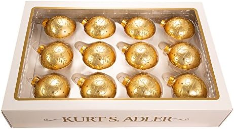 Kurt S Adler 60mm Gold Glass Ball Set of 12
