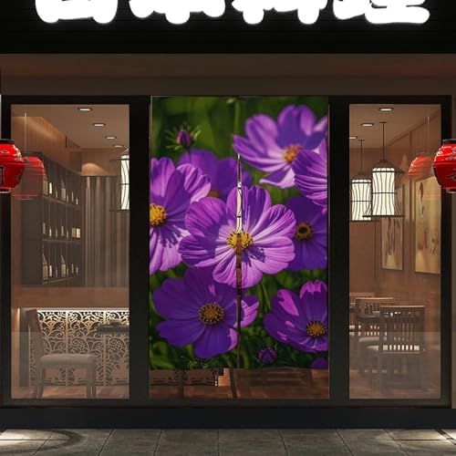 Purple Flowers Door Cover Curtain 57x17 Inches